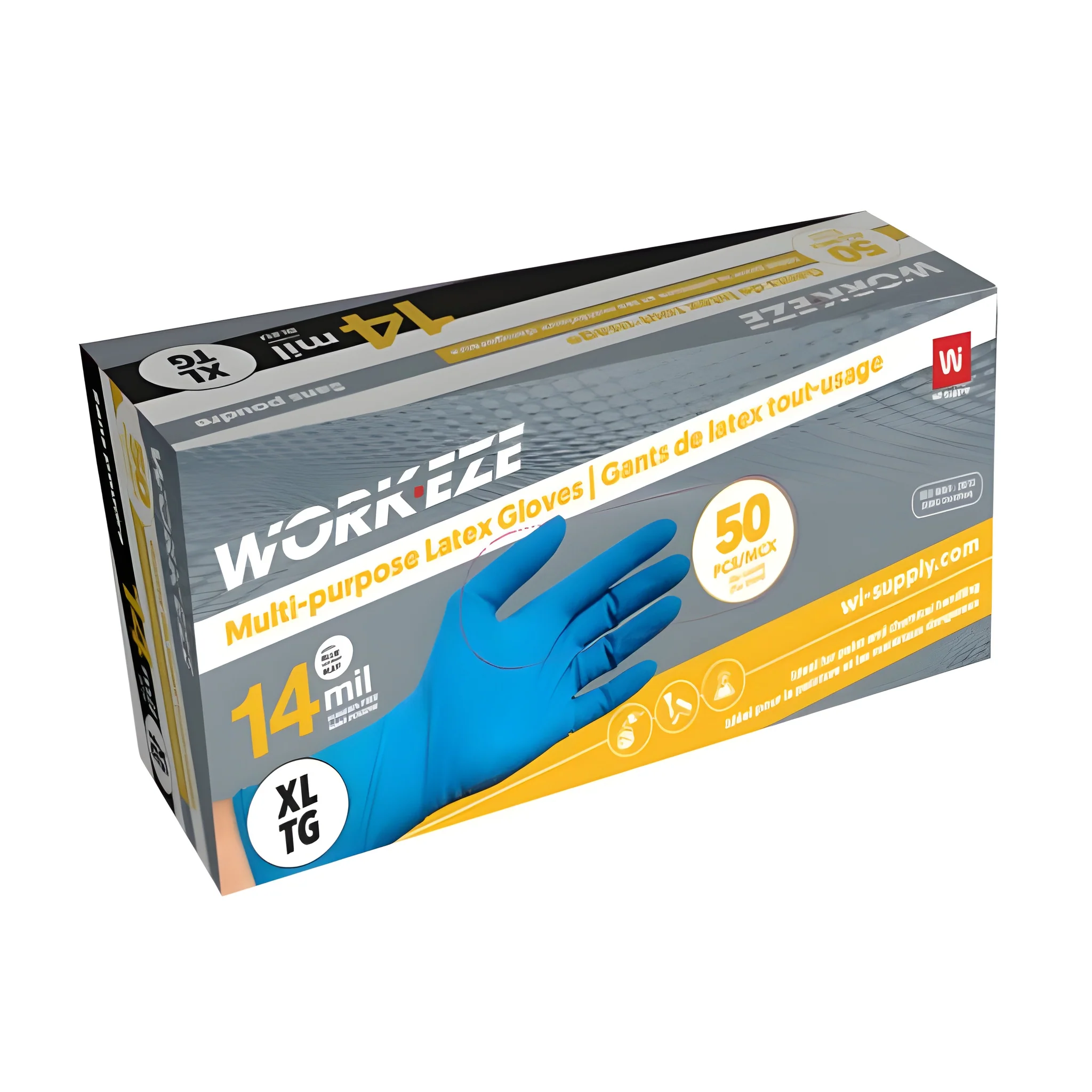 Latex Gloves, 14 Mil PF, Large - 50/Case - Image 2