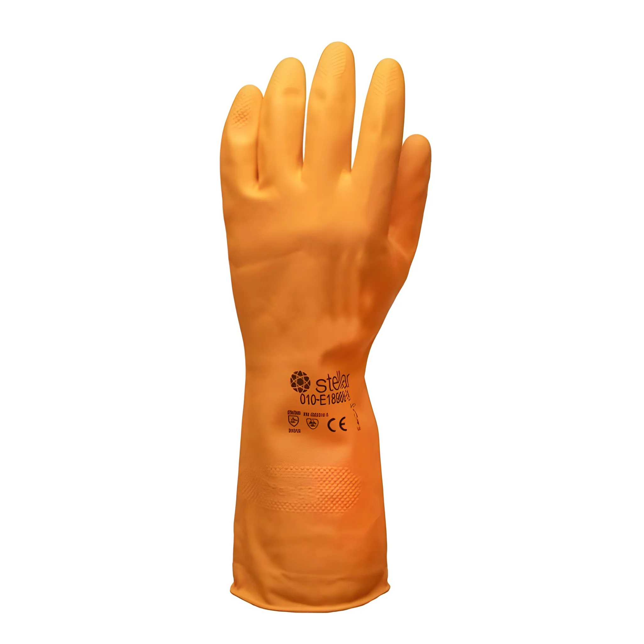 Stellar Orange Flock Lined Latex Gloves - Medium