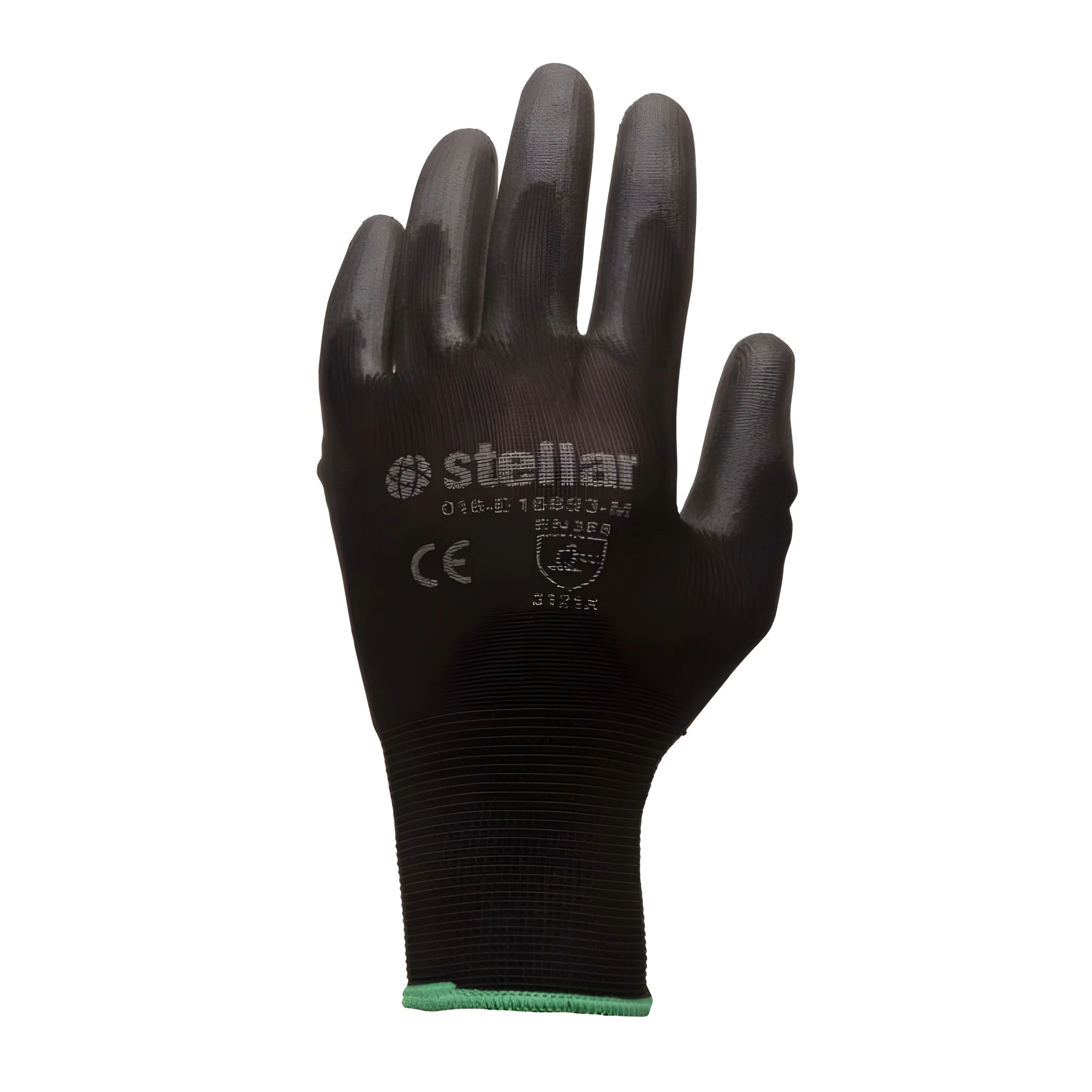 Stellar PU Coated Nylon Gloves, Black, Sz 08 (Medium)- 12 Pr/ Bag