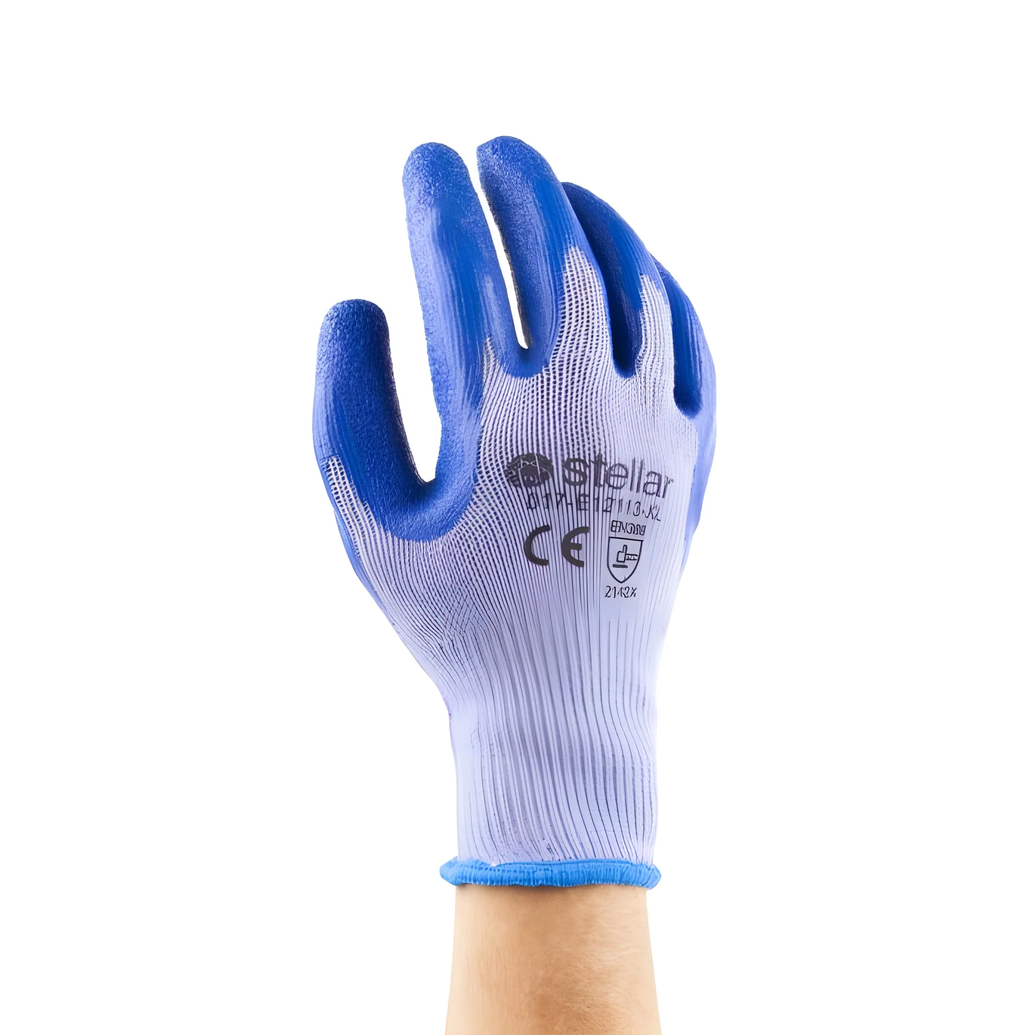 Blue Latex Coated Gloves, Sz 08 (Medium)- 12 Pr / Bag