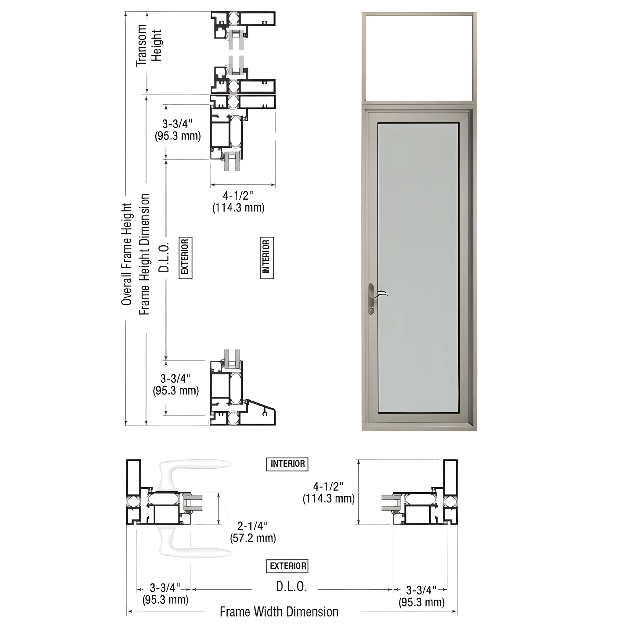 CRL Series 925 Clear Anodized Left-Hinged Patio Single Door 10in Rail