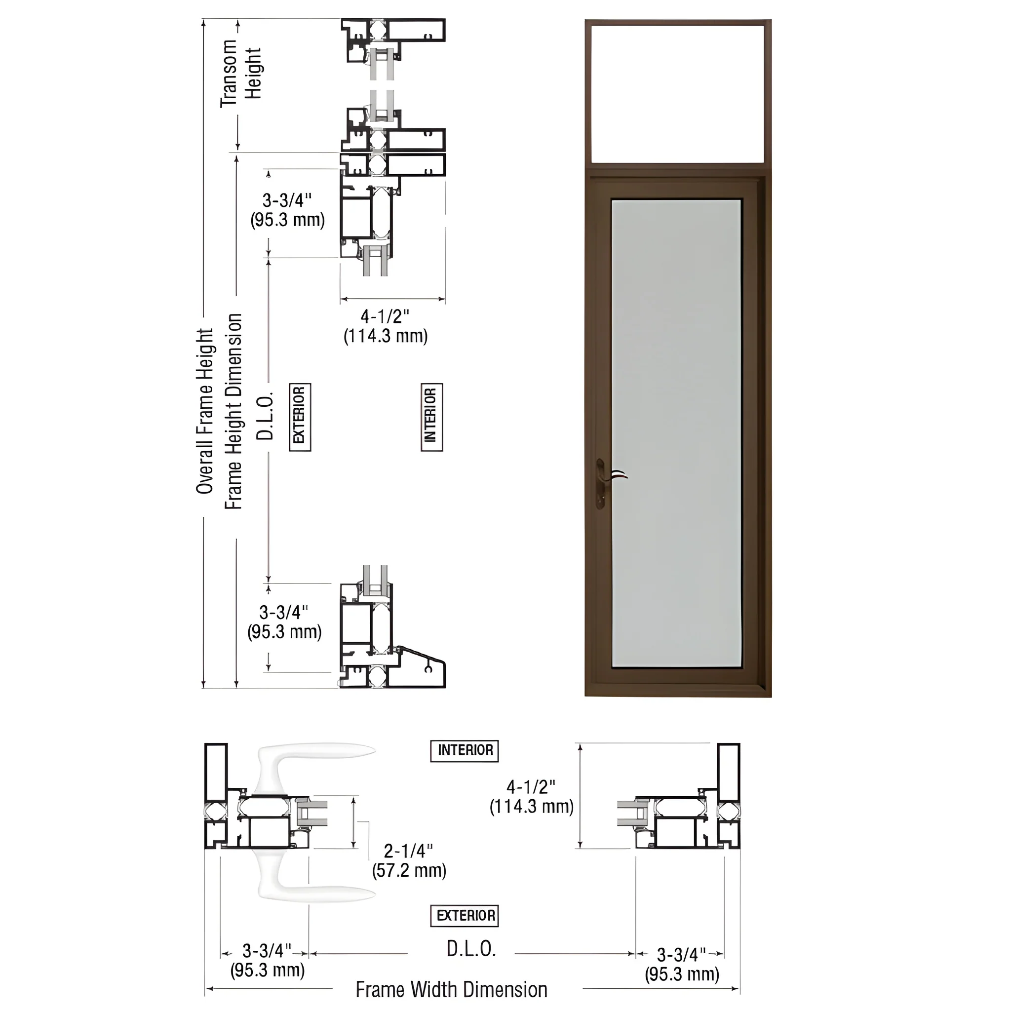 CRL Series 925 Left Swing-Out Patio Door Bronze/Black Anodized 10in Rail